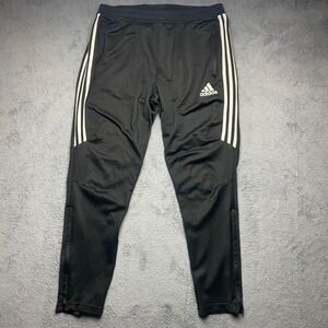 Adidas Pants Mens XL Climacool Sport Training Black 3-Stripe Zipper Legs Joggers